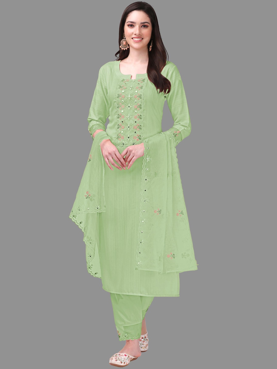 Trendmalls Women Floral Embroidered Regular Kurti with Trousers & With Dupatta, Green
Trendmalls Women Floral Embroidered Regular Kurti with Trousers & With Dupatta, Green