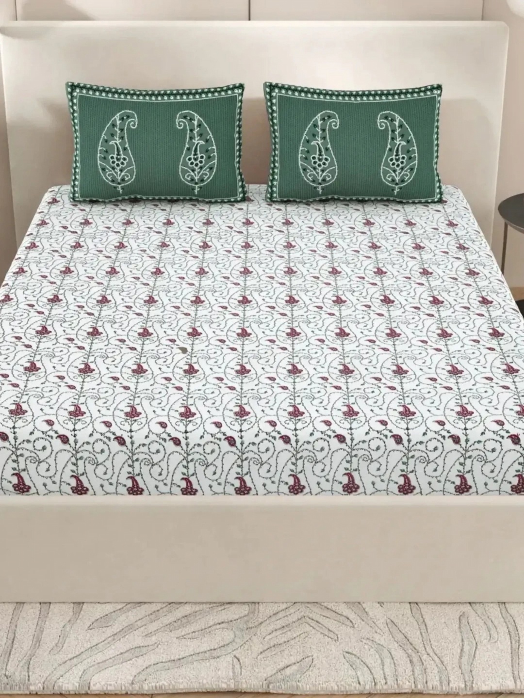 LIVING ROOTS Super King Size Jaipur Block Print Cotton Double Bedsheet & 2 Pillow Covers, Green
LIVING ROOTS Super King Size Jaipur Block Print Cotton Double Bedsheet & 2 Pillow Covers, Green