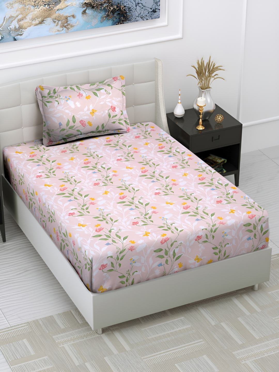 haus & kinder Pink & White Floral Pure Cotton 186 TC Single Bedsheet With 1 Pillow Cover
haus & kinder Pink & White Floral Pure Cotton 186 TC Single Bedsheet With 1 Pillow Cover