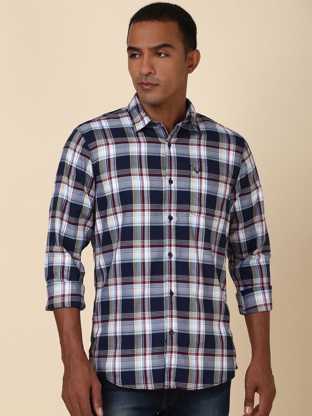 Allen Solly Tartan Checks Spread Collar Custom Fit Pure Cotton Casual Shirt, Navy blue
Allen Solly Tartan Checks Spread Collar Custom Fit Pure Cotton Casual Shirt, Navy blue