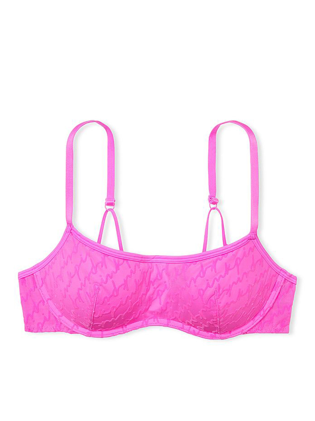 Victoria's Secret Typography Bralette Bra Medium Coverage Underwired Heavily Padded, Pink 
Victoria's Secret Typography Bralette Bra Medium Coverage Underwired Heavily Padded, Pink