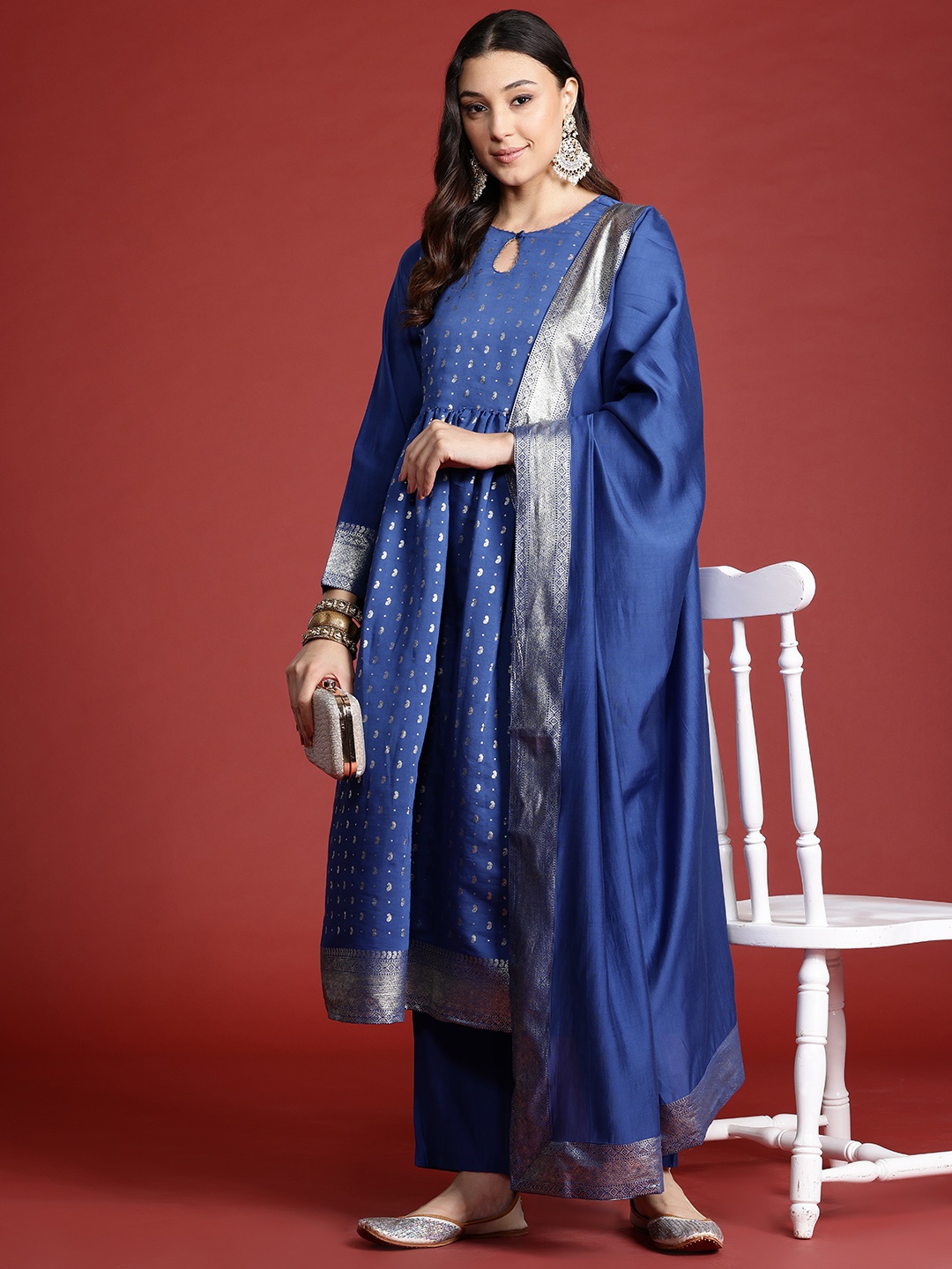 Anouk Women Ethnic Motifs Pleated Gotta Patti Kurta with Trousers & Dupatta, Blue
Anouk Women Ethnic Motifs Pleated Gotta Patti Kurta with Trousers & Dupatta, Blue