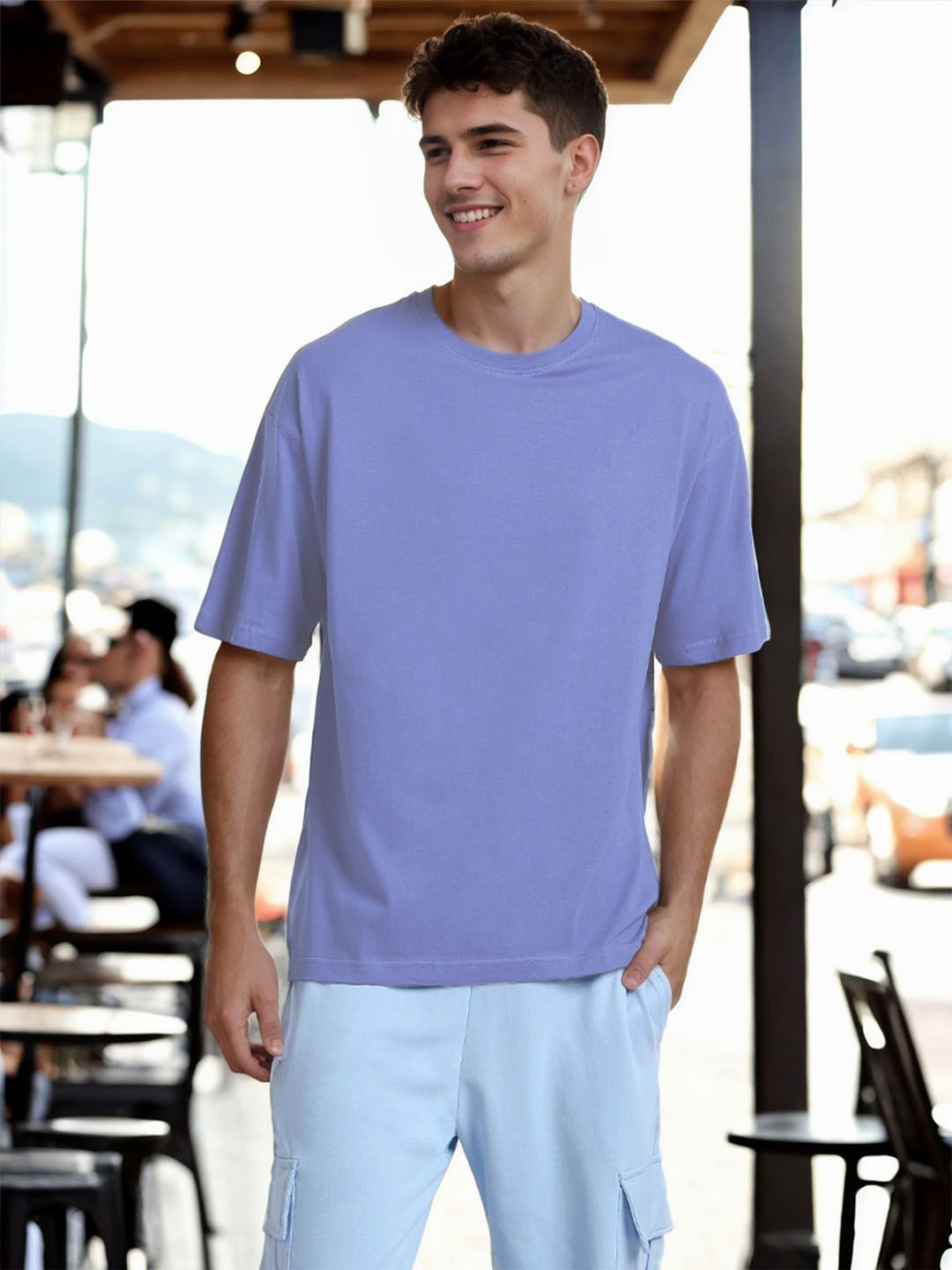 NOBERO Round Neck Drop-Shoulder Short Sleeves Oversized Cotton T-shirt, Blue
NOBERO Round Neck Drop-Shoulder Short Sleeves Oversized Cotton T-shirt, Blue