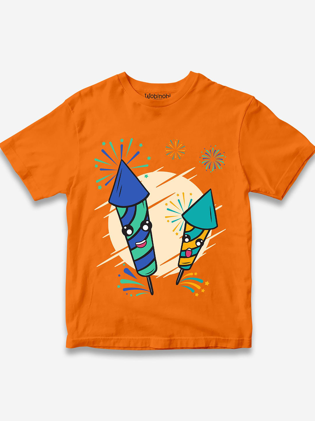 Wobinobi Boys Fireworks Diwali Printed Pure Cotton Bio Finish Casual T-shirt, Orange 
Wobinobi Boys Fireworks Diwali Printed Pure Cotton Bio Finish Casual T-shirt, Orange