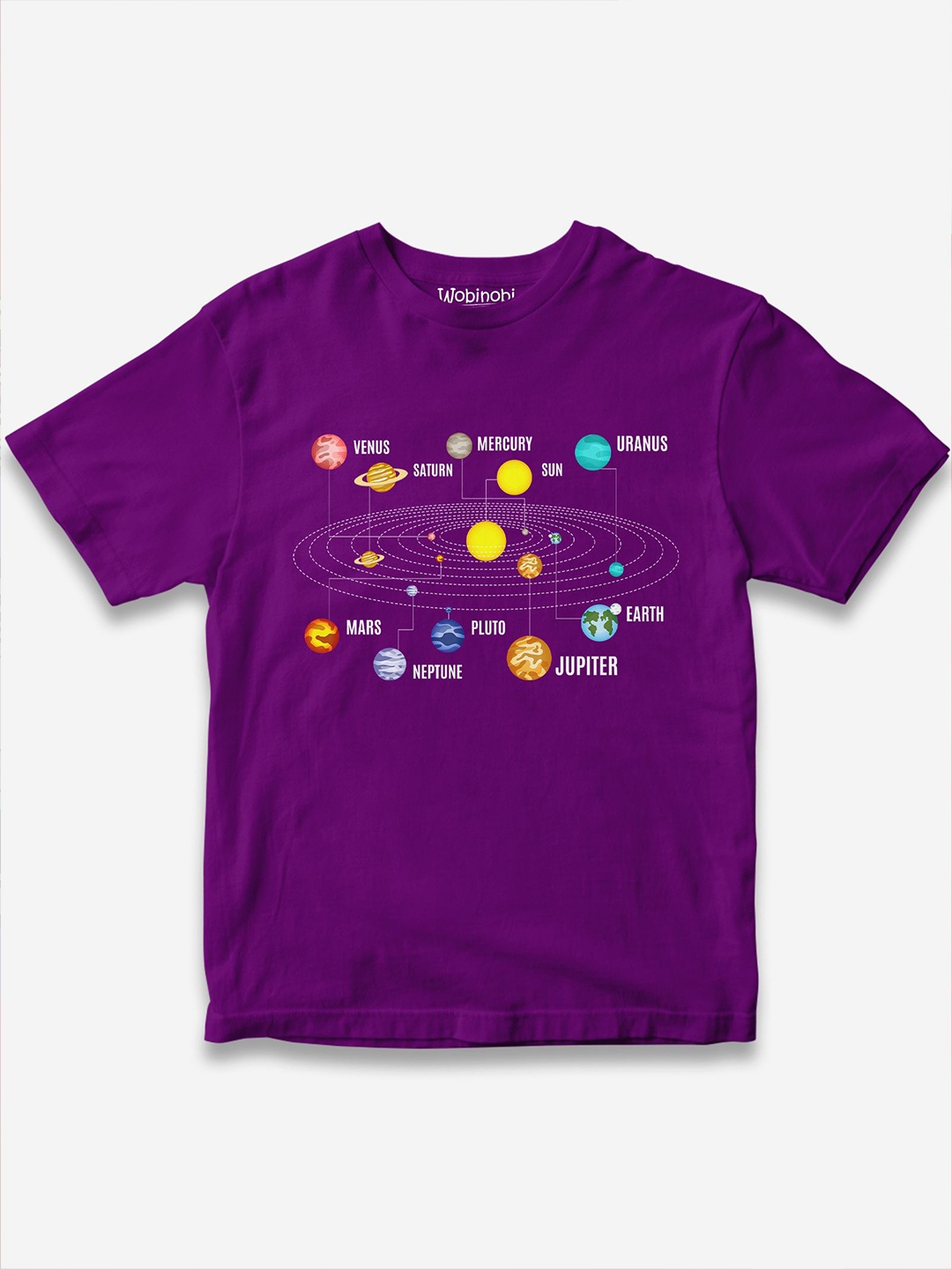 Wobinobi Boys Planets of the Solar System Printed Pure Cotton Bio Finish Casual T-shirt, Purple
Wobinobi Boys Planets of the Solar System Printed Pure Cotton Bio Finish Casual T-shirt, Purple