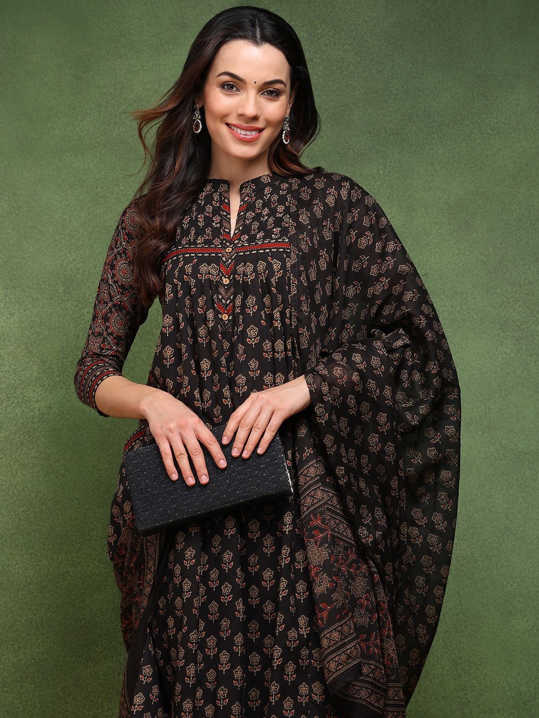 KALINI Ethnic Motifs Printed Pure Cotton A-Line Kurta with Trousers & With Dupatta, Brown
KALINI Ethnic Motifs Printed Pure Cotton A-Line Kurta with Trousers & With Dupatta, Brown