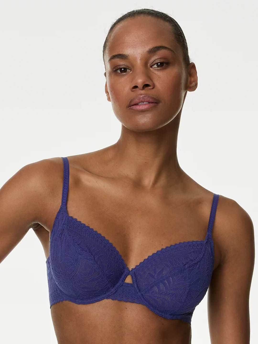 Marks & Spencer Floral Full Coverage Underwired Non Padded Balconette Bra, Navy blue
Marks & Spencer Floral Full Coverage Underwired Non Padded Balconette Bra, Navy blue