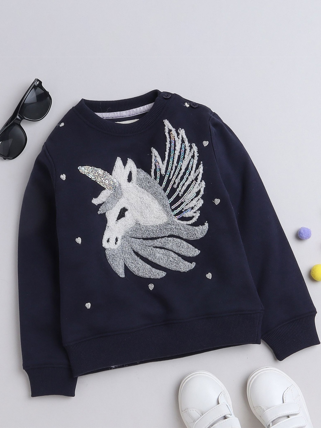 Yellow Apple Girls Conversational Embroidered Embellished Woollen Pullover Sweater, Blue
Yellow Apple Girls Conversational Embroidered Embellished Woollen Pullover Sweater, Blue