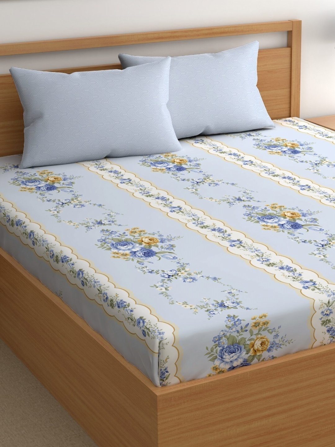 CHHAVI INDIA Blue & White Floral Microfiber 210 TC King Bedsheet With 2 Pillow Covers
CHHAVI INDIA Blue & White Floral Microfiber 210 TC King Bedsheet With 2 Pillow Covers