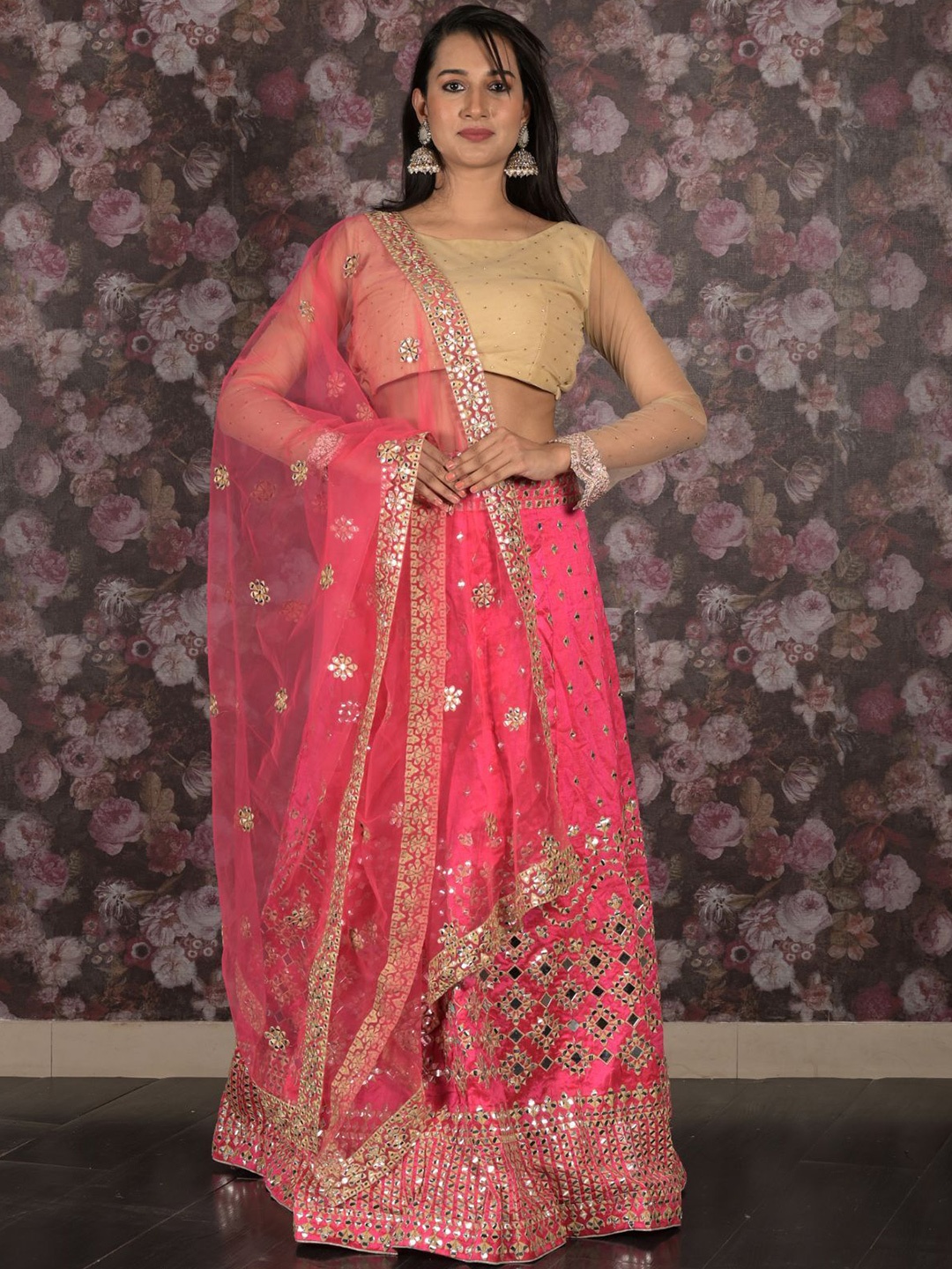 ODETTE Embroidered Mirror Work Semi-Stitched Lehenga & Unstitched Blouse With Dupatta, Magenta
ODETTE Embroidered Mirror Work Semi-Stitched Lehenga & Unstitched Blouse With Dupatta, Magenta