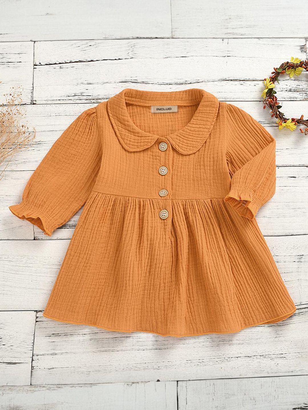 INCLUD Girls Pleated Peter Pan Collar Long Sleeves Puff Sleeves Fit & Flare Dress, Yellow
INCLUD Girls Pleated Peter Pan Collar Long Sleeves Puff Sleeves Fit & Flare Dress, Yellow