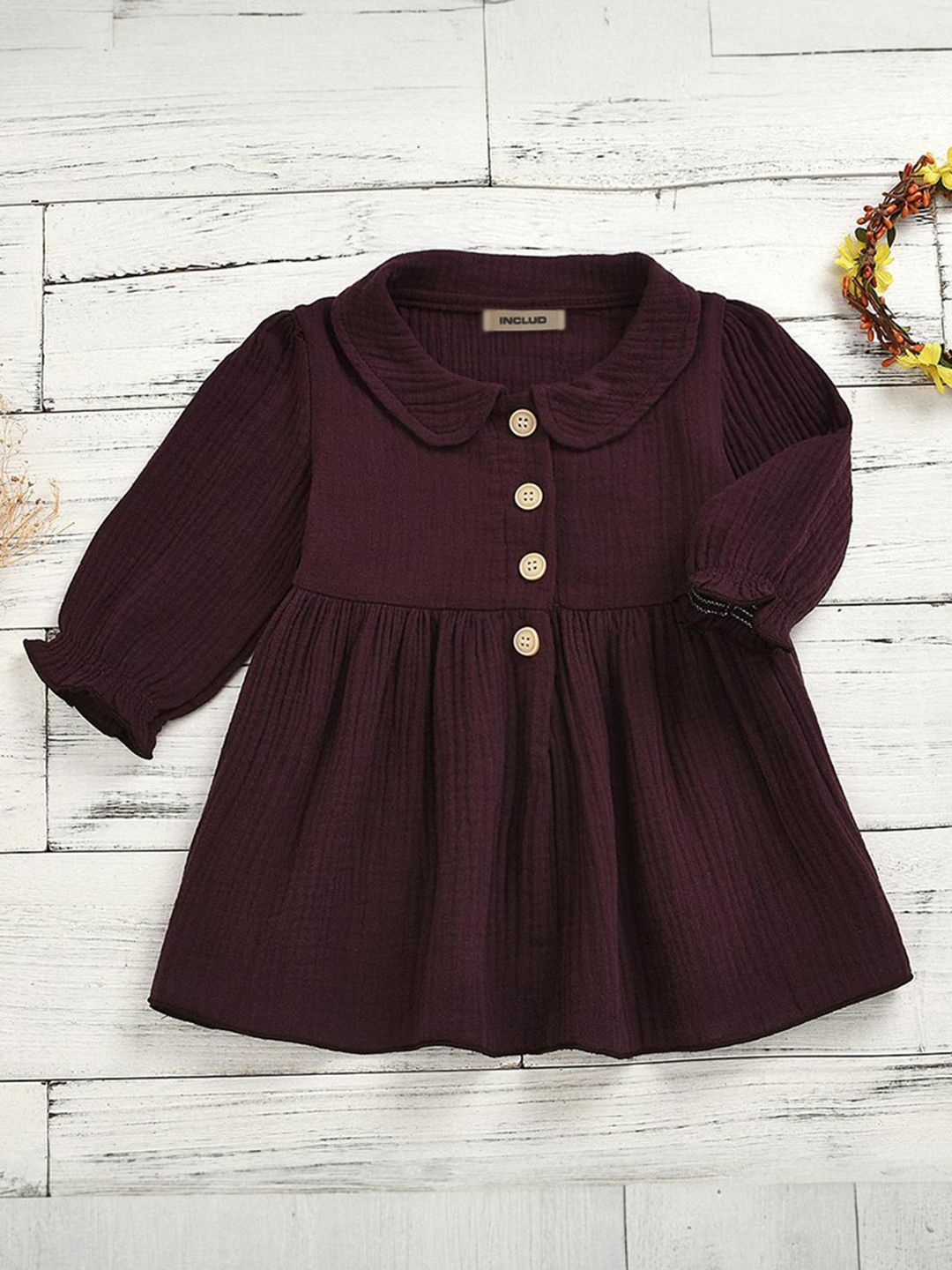 INCLUD Girls Pleated Peter Pan Collar Long Sleeves Puff Sleeves Fit & Flare Dress, Purple
INCLUD Girls Pleated Peter Pan Collar Long Sleeves Puff Sleeves Fit & Flare Dress, Purple
