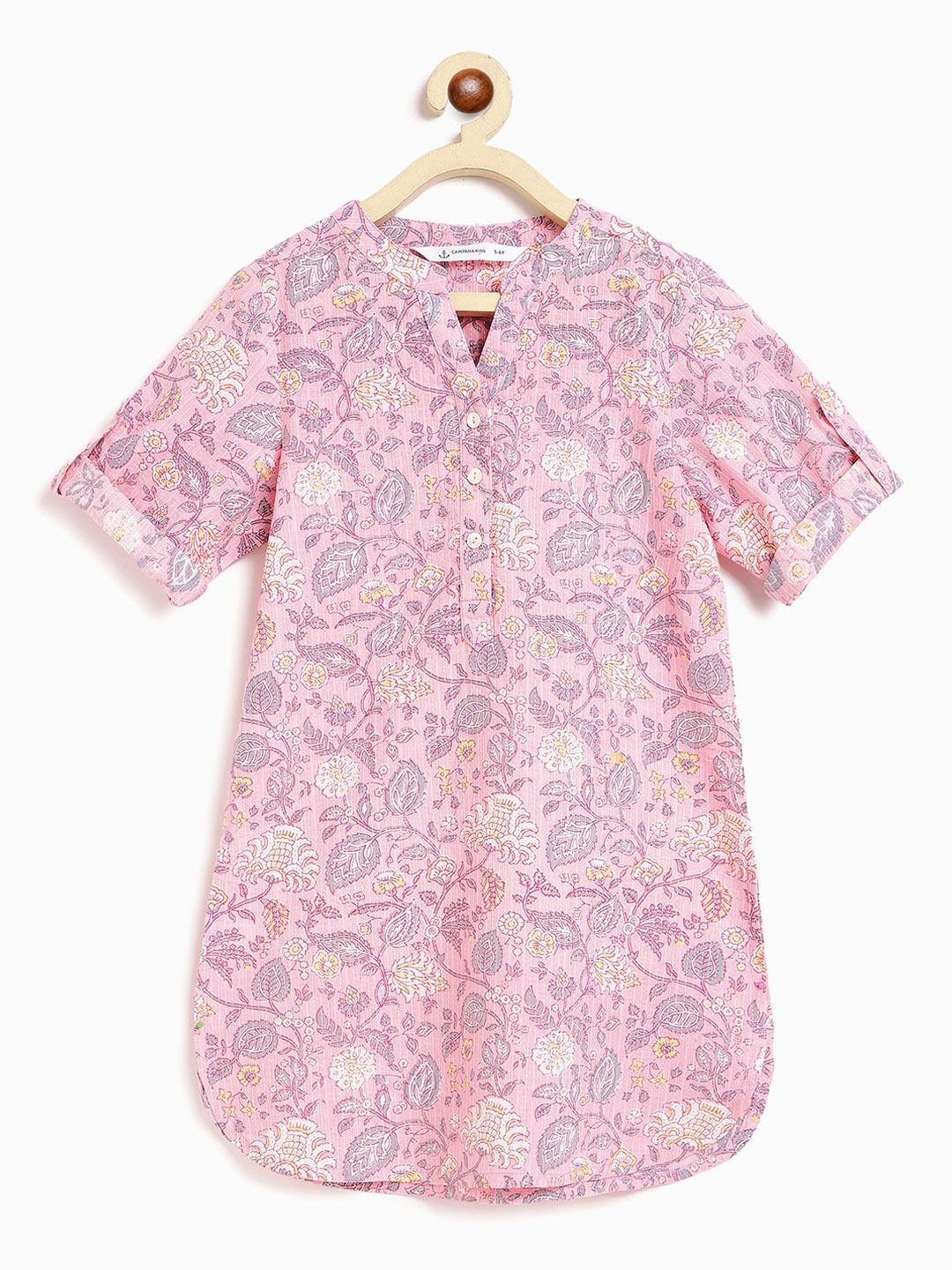 Campana Girls Floral Printed Mandarin Collar Roll-Up Sleeves Cotton A-Line Kurta, Pink
Campana Girls Floral Printed Mandarin Collar Roll-Up Sleeves Cotton A-Line Kurta, Pink