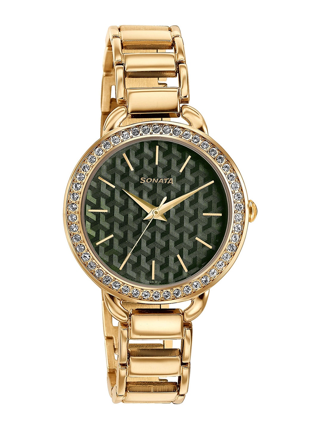 Sonata Women Embellished Dial & Stainless Steel Straps Analogue Watch 87052WM03, Green
Sonata Women Embellished Dial & Stainless Steel Straps Analogue Watch 87052WM03, Green