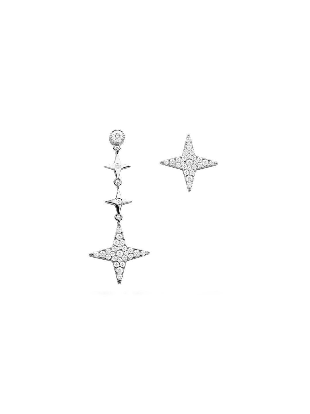 Nistra Rhodium-Plated Star Shaped Jacket Earrings Cubic Zirconia Drop Earrings, Silver
Nistra Rhodium-Plated Star Shaped Jacket Earrings Cubic Zirconia Drop Earrings, Silver