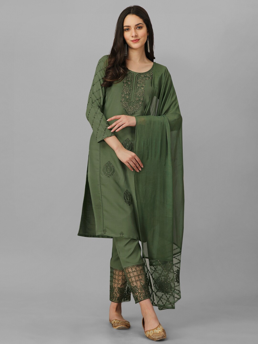 Trendmalls Women Floral Embroidered Regular Thread Work Kurti with Trousers & With Dupatta, Green
Trendmalls Women Floral Embroidered Regular Thread Work Kurti with Trousers & With Dupatta, Green