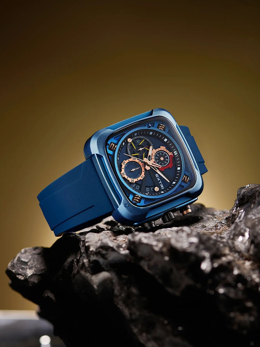 EXTRI Men Embellished Dial & Bracelet Style Straps Analogue Chronograph Watch X6057-D, Navy blue
EXTRI Men Embellished Dial & Bracelet Style Straps Analogue Chronograph Watch X6057-D, Navy blue