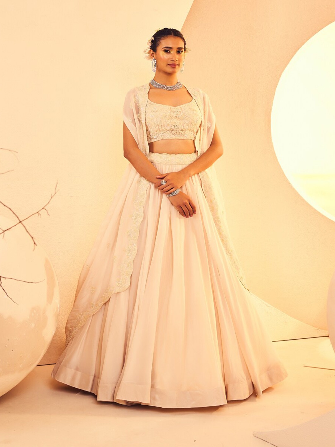 ANEESH AGARWAAL Women Embellished Ready to Wear Lehenga & Blouse With Dupatta, White
ANEESH AGARWAAL Women Embellished Ready to Wear Lehenga & Blouse With Dupatta, White
