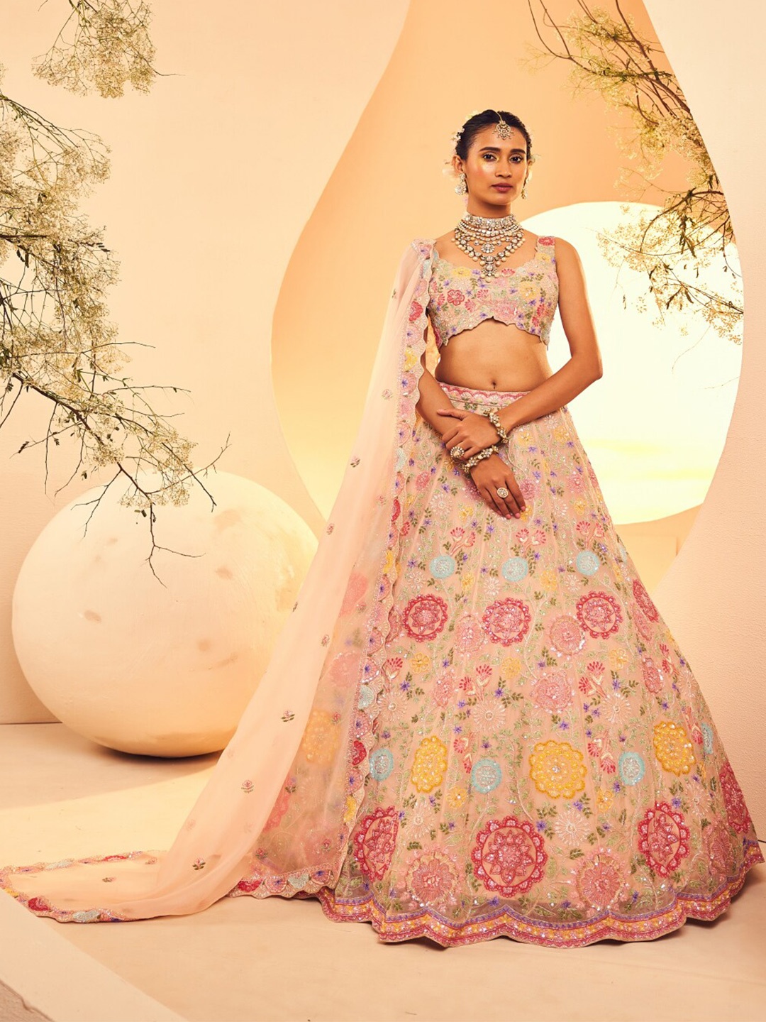ANEESH AGARWAAL Women Embroidered Thread Work Ready to Wear Lehenga & Blouse With Dupatta, Pink
ANEESH AGARWAAL Women Embroidered Thread Work Ready to Wear Lehenga & Blouse With Dupatta, Pink