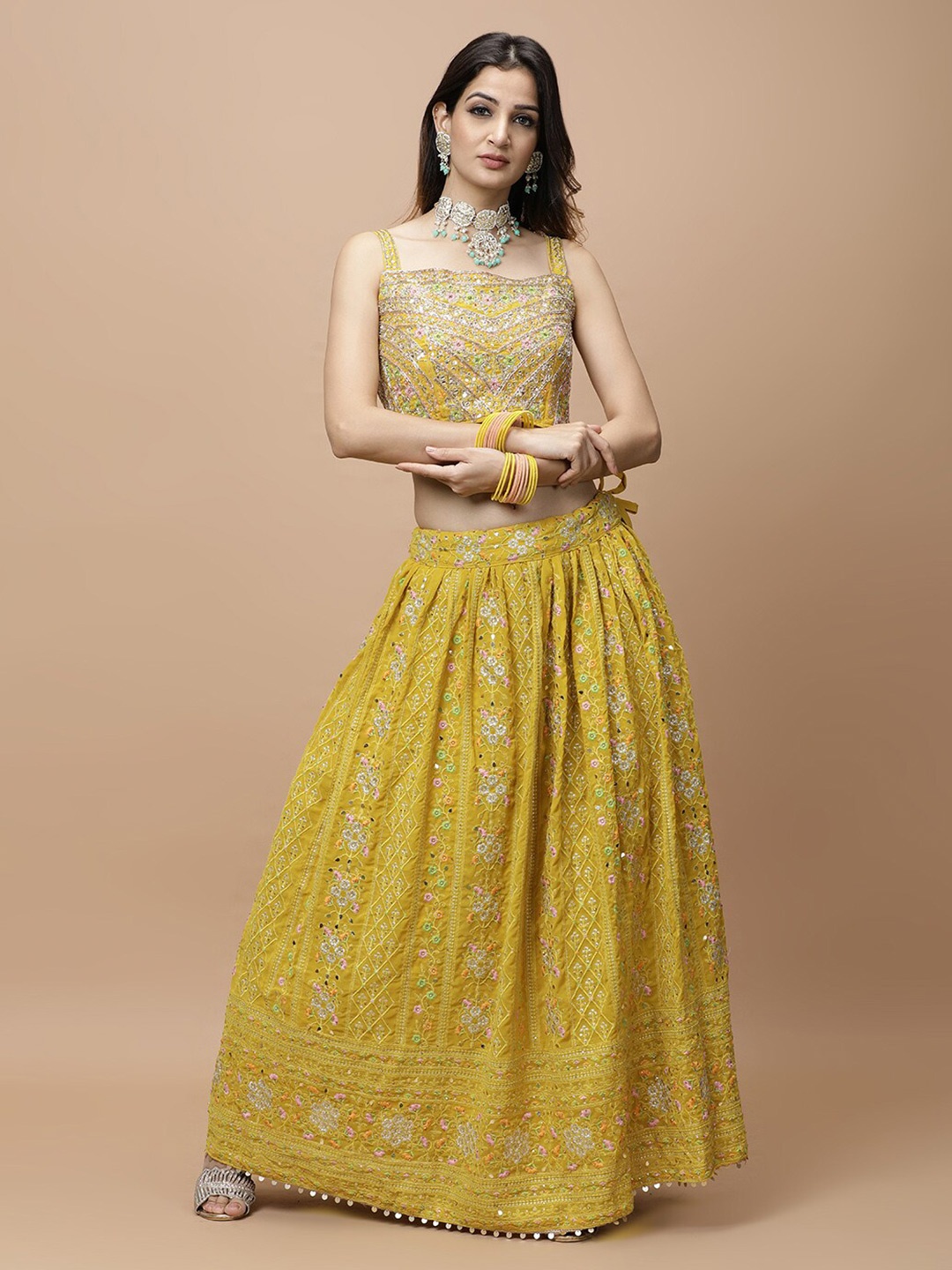Vervee Couture Embroidered Thread Work Ready to Wear Lehenga & Blouse With Dupatta, Yellow
Vervee Couture Embroidered Thread Work Ready to Wear Lehenga & Blouse With Dupatta, Yellow