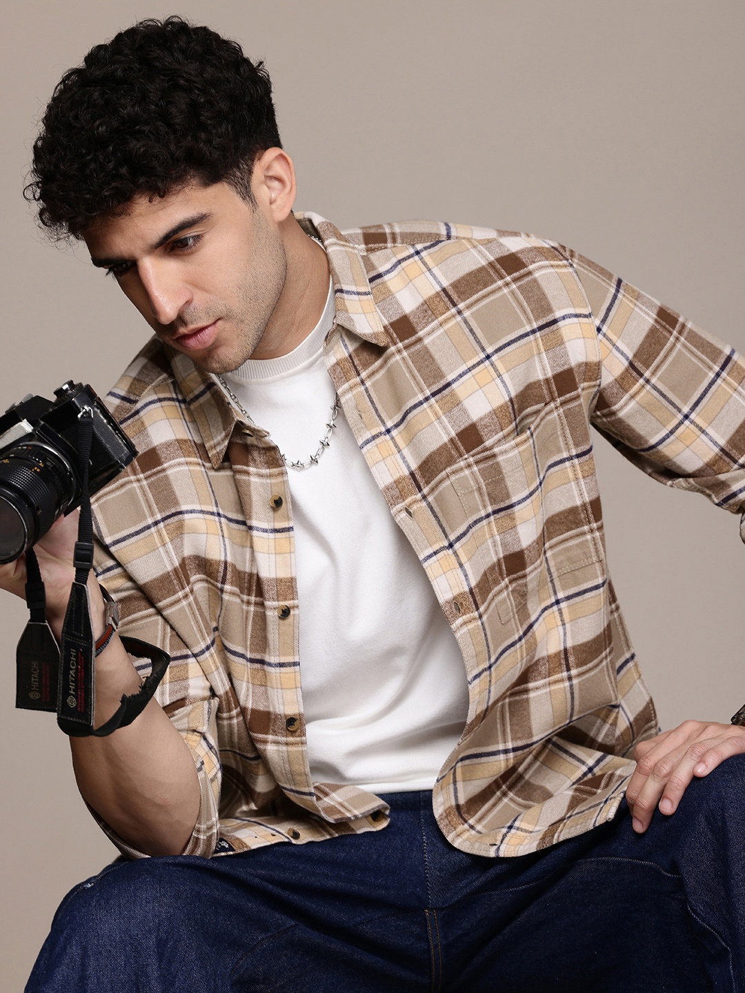 The Roadster Lifestyle Co. Tartan Checked Flannel Pure Cotton Oversized Casual Shirt, Beige
The Roadster Lifestyle Co. Tartan Checked Flannel Pure Cotton Oversized Casual Shirt, Beige