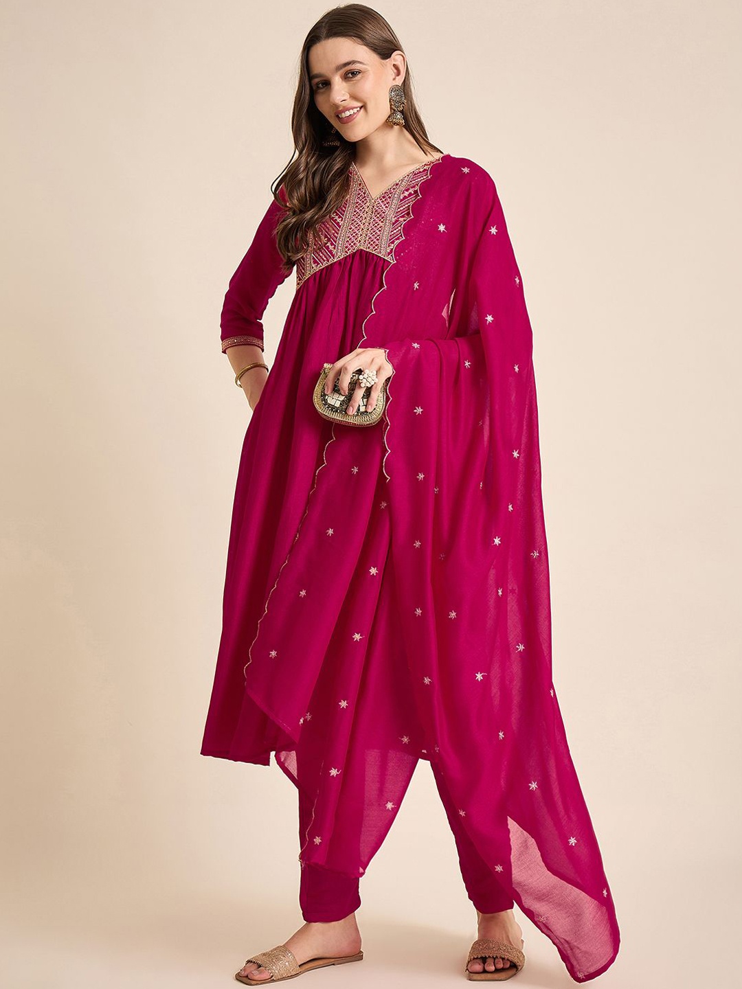 SheWill Women Embroidered Regular Sequinned Kurta with Trousers & With Dupatta, Pink
SheWill Women Embroidered Regular Sequinned Kurta with Trousers & With Dupatta, Pink