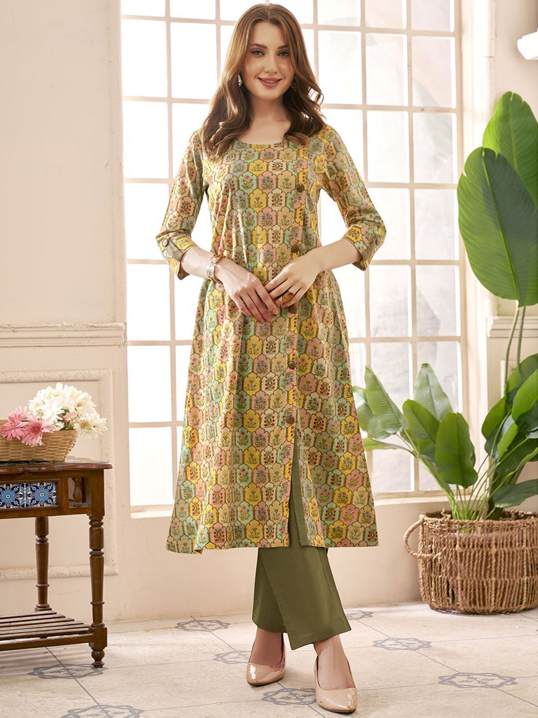 Anouk Women Ethnic Motifs Printed Regular Pure Cotton Kurta with Palazzos, Green
Anouk Women Ethnic Motifs Printed Regular Pure Cotton Kurta with Palazzos, Green
