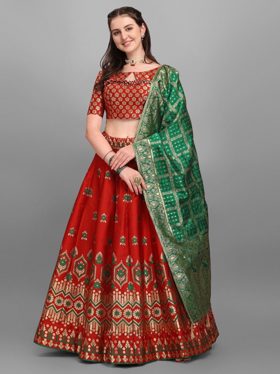 LeeliPeeri Designer Foil Print Semi-Stitched Lehenga & Unstitched Blouse With Dupatta, Red
LeeliPeeri Designer Foil Print Semi-Stitched Lehenga & Unstitched Blouse With Dupatta, Red