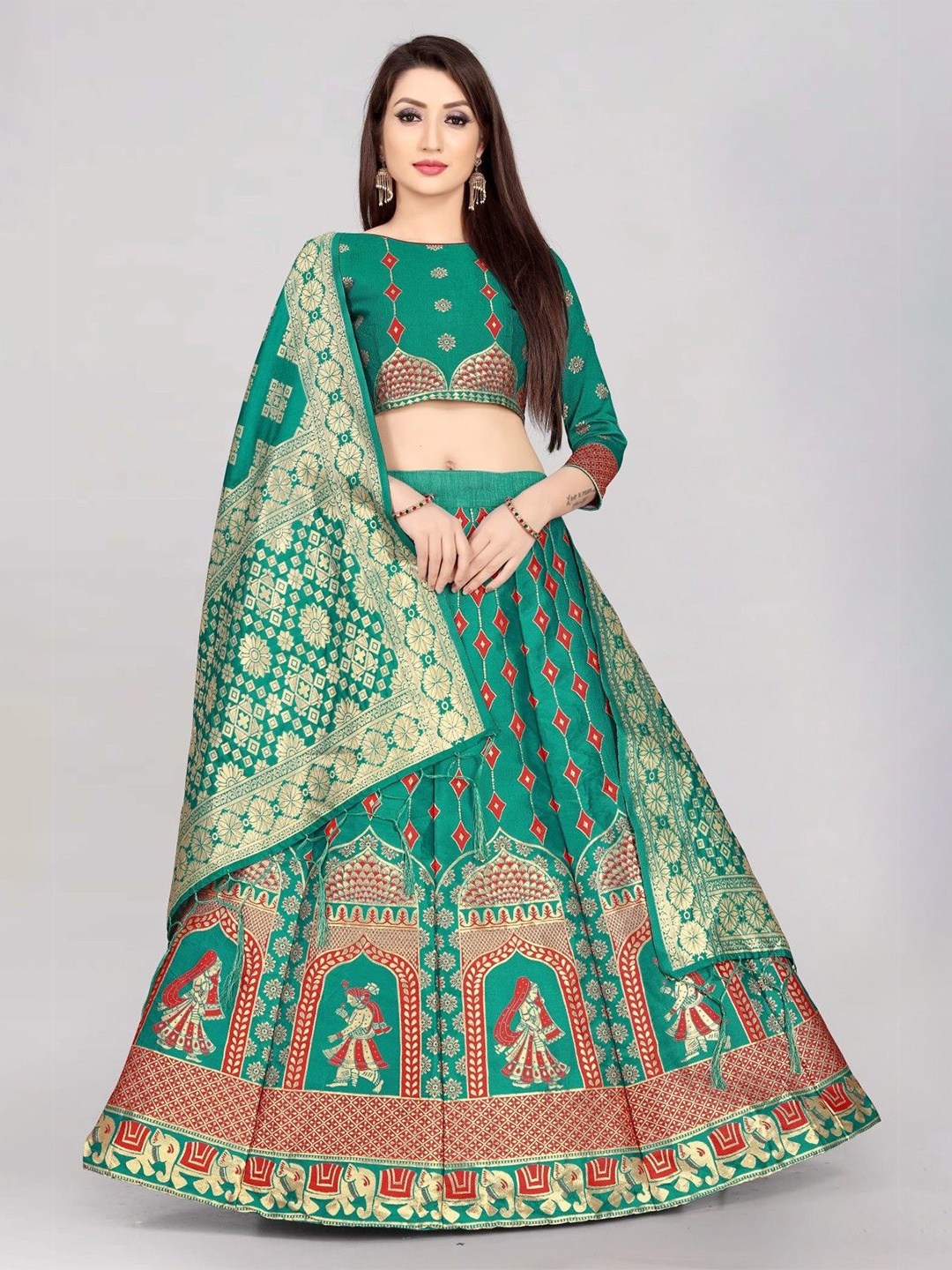 LeeliPeeri Designer Foil Print Semi-Stitched Lehenga & Unstitched Blouse With Dupatta, Sea green
LeeliPeeri Designer Foil Print Semi-Stitched Lehenga & Unstitched Blouse With Dupatta, Sea green