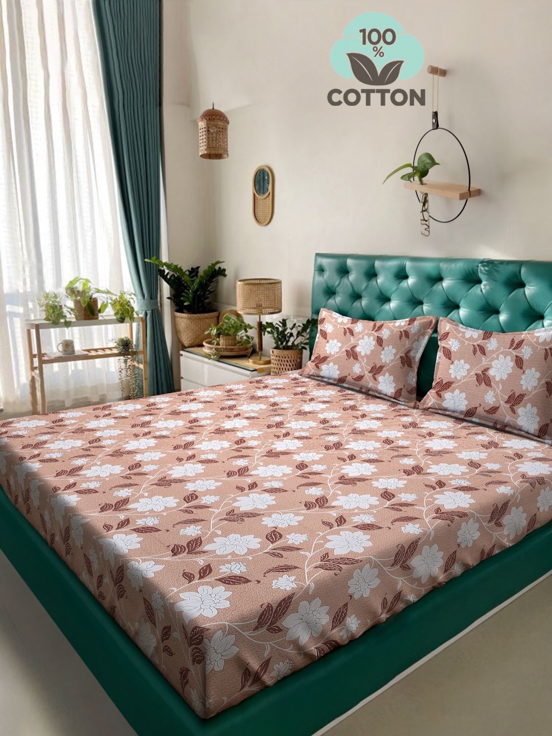 KLOTTHE Beige Floral Printed 400 TC Pure Cotton Double King Bedsheet & 2 Pillow Covers
KLOTTHE Beige Floral Printed 400 TC Pure Cotton Double King Bedsheet & 2 Pillow Covers