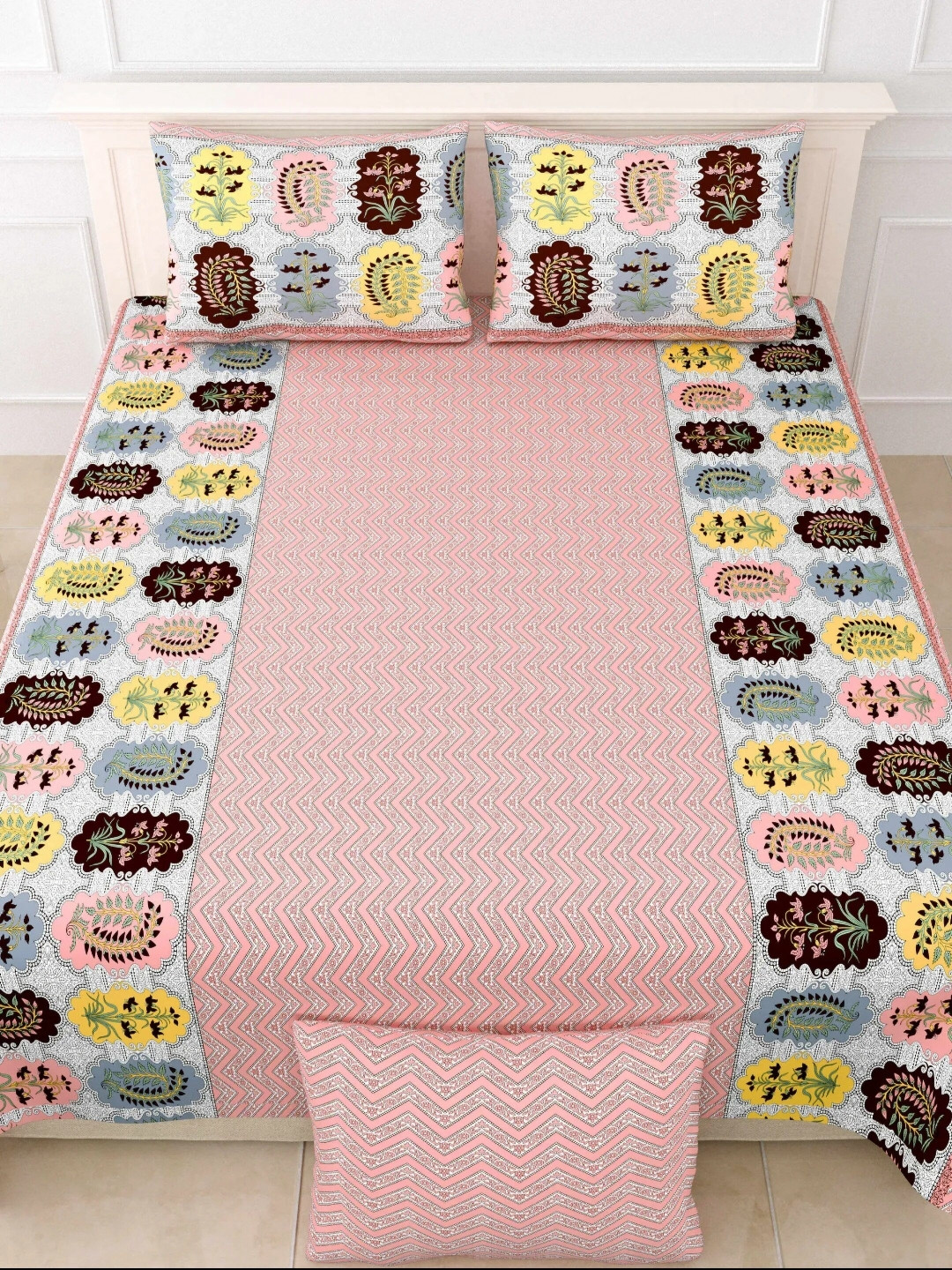 LIVING ROOTS Double King Size Jaipur Block Print Cotton Double Bedsheet & 2 Pillow Covers, Pink
LIVING ROOTS Double King Size Jaipur Block Print Cotton Double Bedsheet & 2 Pillow Covers, Pink