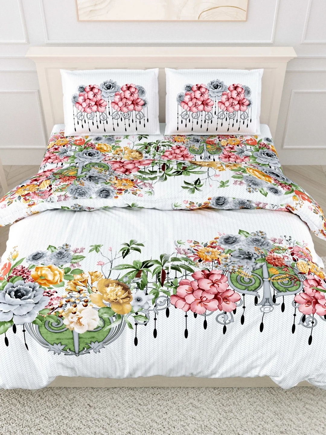 LIVING ROOTS Super King Size Jaipur Block Print Cotton Double Bedsheet & 2 Pillow Covers, White
LIVING ROOTS Super King Size Jaipur Block Print Cotton Double Bedsheet & 2 Pillow Covers, White