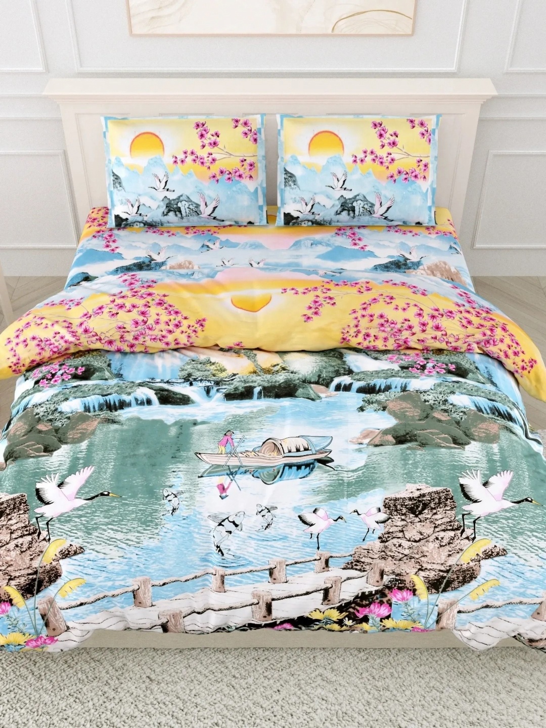 LIVING ROOTS Super King Size Jaipur Block Print Cotton Double Bedsheet & 2 Pillow Covers, Blue
LIVING ROOTS Super King Size Jaipur Block Print Cotton Double Bedsheet & 2 Pillow Covers, Blue