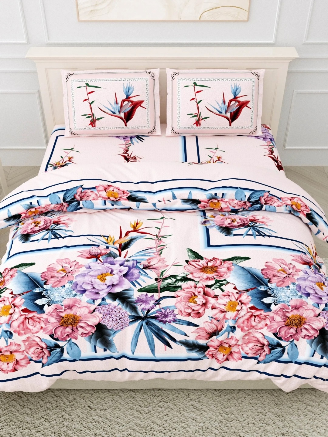 LIVING ROOTS Super King Size Floral Pure Cotton Double Bedsheet & 2 Pillow Covers, Pink
LIVING ROOTS Super King Size Floral Pure Cotton Double Bedsheet & 2 Pillow Covers, Pink