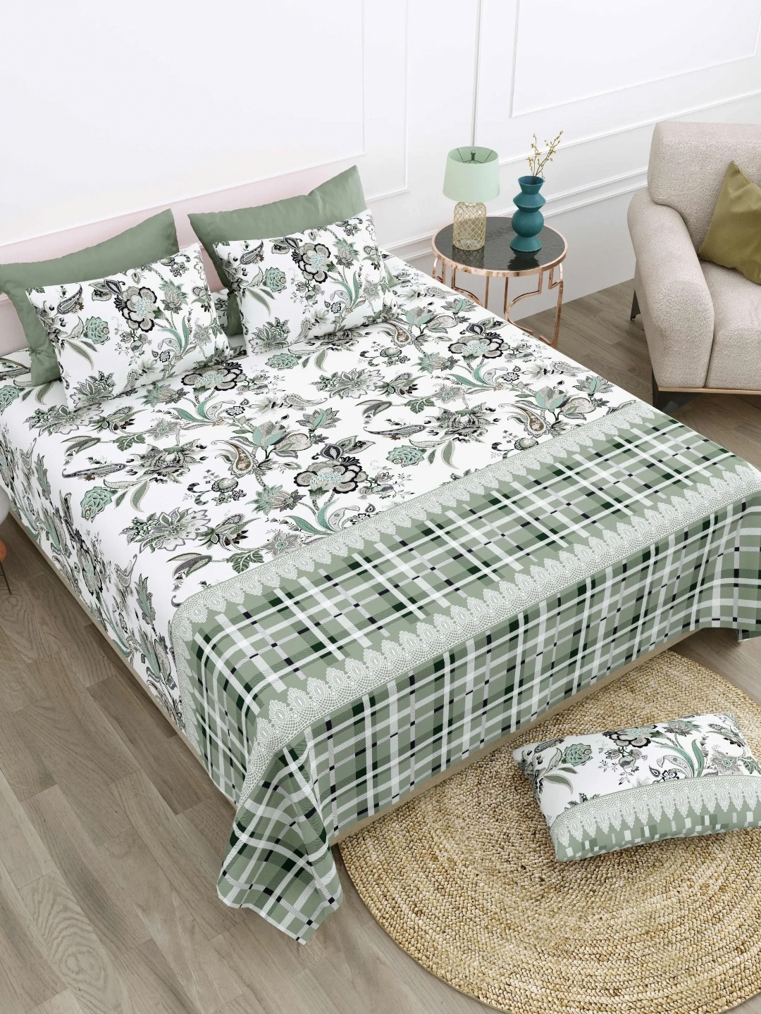 LIVING ROOTS Super King Size Jaipur Block Print Cotton Double Bedsheet & 2 Pillow Covers, White
LIVING ROOTS Super King Size Jaipur Block Print Cotton Double Bedsheet & 2 Pillow Covers, White