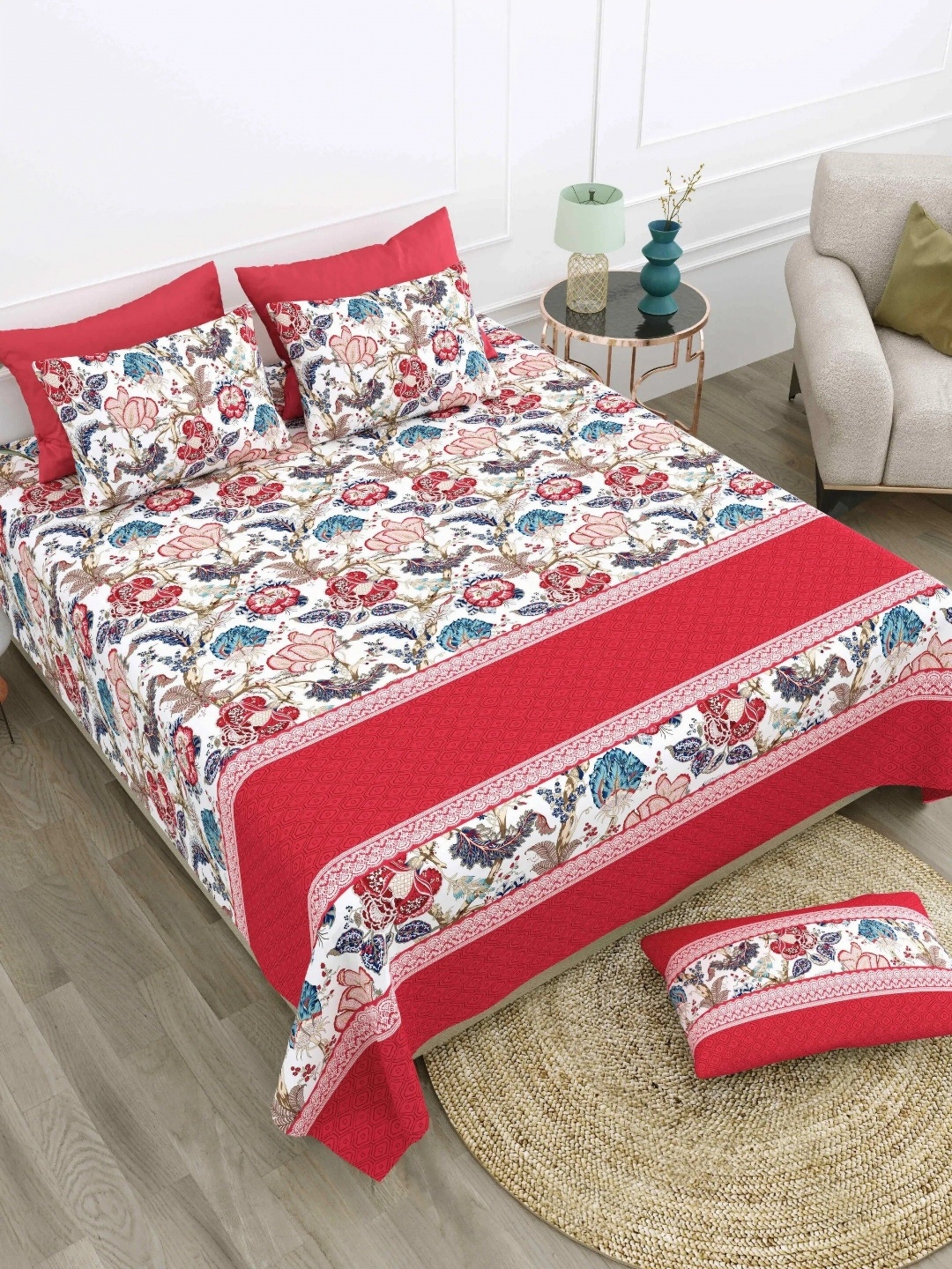 LIVING ROOTS Super King Size Jaipur Block Print Cotton Double Bedsheet & 2 Pillow Covers, White
LIVING ROOTS Super King Size Jaipur Block Print Cotton Double Bedsheet & 2 Pillow Covers, White
