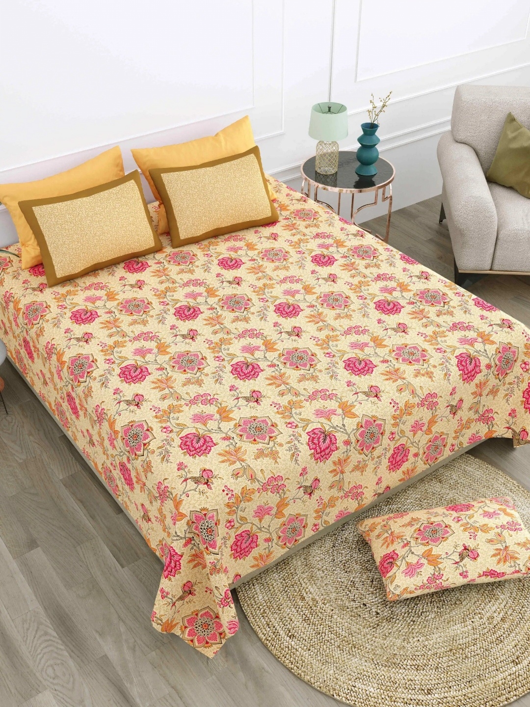 LIVING ROOTS Super King Size Jaipur Block Print Cotton Double Bedsheet & 2 Pillow Covers, Beige
LIVING ROOTS Super King Size Jaipur Block Print Cotton Double Bedsheet & 2 Pillow Covers, Beige