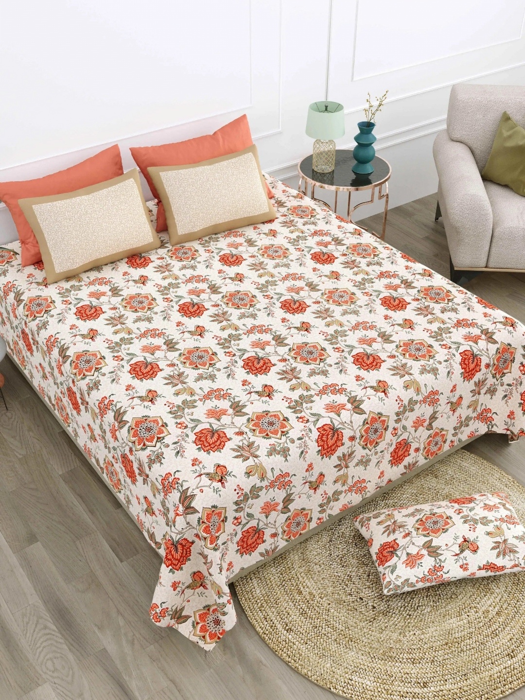 LIVING ROOTS Super King Size Jaipur Block Print Cotton Double Bedsheet & 2 Pillow Covers, White
LIVING ROOTS Super King Size Jaipur Block Print Cotton Double Bedsheet & 2 Pillow Covers, White