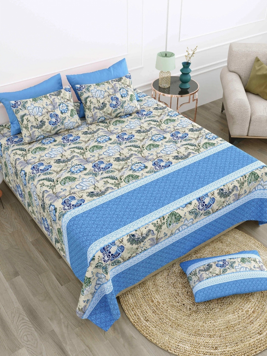 LIVING ROOTS Super King Size Jaipur Block Print Cotton Double Bedsheet & 2 Pillow Covers, Blue
LIVING ROOTS Super King Size Jaipur Block Print Cotton Double Bedsheet & 2 Pillow Covers, Blue