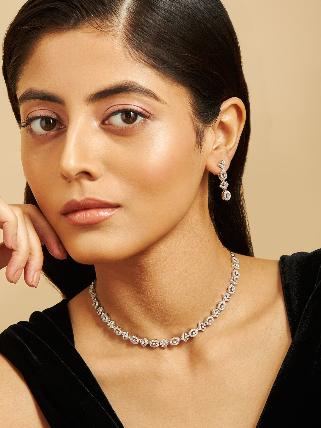 Kushal's Fashion Jewellery Women Rhodium Plated CZ Studded Jewellery Set, Silver
Kushal's Fashion Jewellery Women Rhodium Plated CZ Studded Jewellery Set, Silver