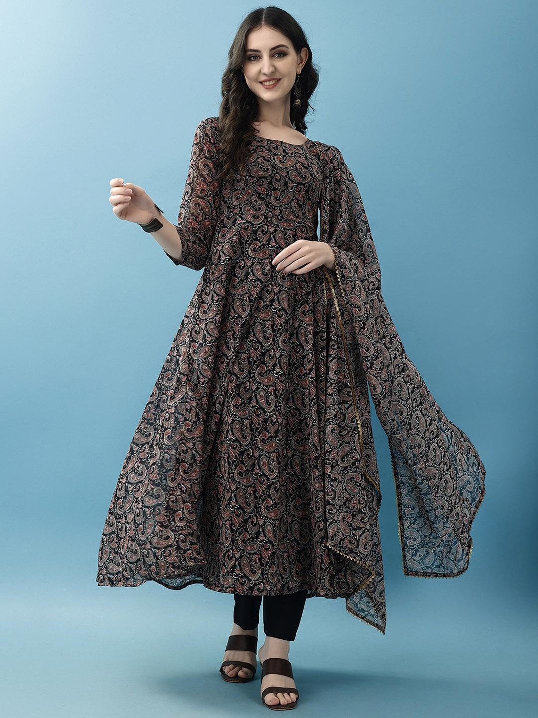 KALINI Women Paisley Printed Regular Kurta with Trousers & With Dupatta, Black
KALINI Women Paisley Printed Regular Kurta with Trousers & With Dupatta, Black