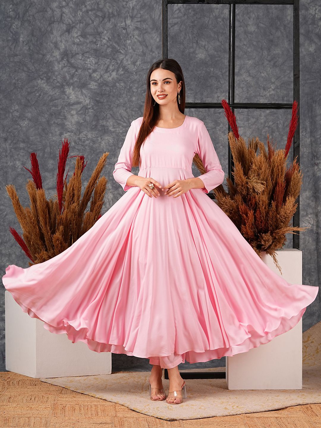 Anni Designer Women Regular Anarkali Kurta with Trousers & With Dupatta, Pink
Anni Designer Women Regular Anarkali Kurta with Trousers & With Dupatta, Pink