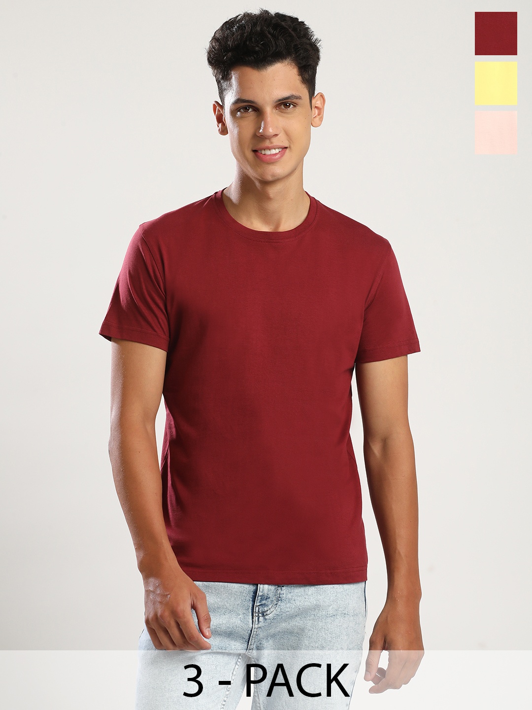 THE DAILY OUTFITS Men Pack Of 3 Pure Cotton Solid Round Neck Bio Finish T-shirt, Yellow
THE DAILY OUTFITS Men Pack Of 3 Pure Cotton Solid Round Neck Bio Finish T-shirt, Yellow