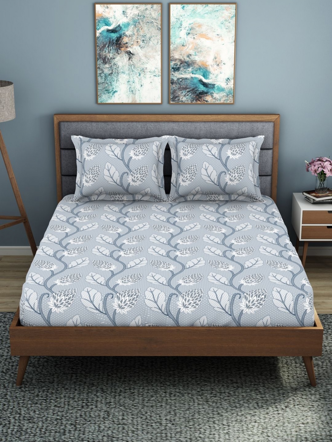Welspun Blue Floral 200 TC Wrinkle Resistance Double King Bedsheet Set- 2.74 m x 2.74 m
Welspun Blue Floral 200 TC Wrinkle Resistance Double King Bedsheet Set- 2.74 m x 2.74 m