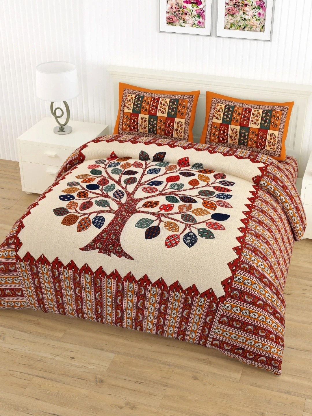 LIVING ROOTS Double Queen Size Jaipur Block Print Cotton Double Bedsheet & 2 Pillow Covers, Cream
LIVING ROOTS Double Queen Size Jaipur Block Print Cotton Double Bedsheet & 2 Pillow Covers, Cream