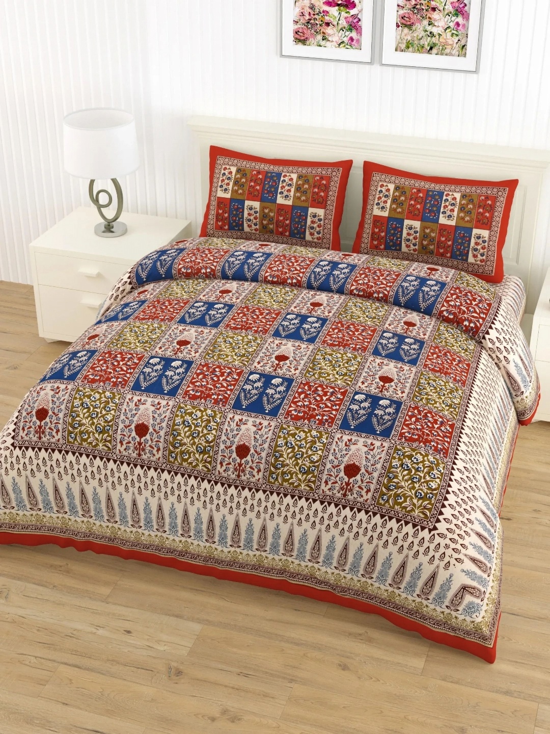 LIVING ROOTS Double Queen Size Jaipur Block Print Cotton Double Bedsheet & 2 Pillow Covers, Blue
LIVING ROOTS Double Queen Size Jaipur Block Print Cotton Double Bedsheet & 2 Pillow Covers, Blue