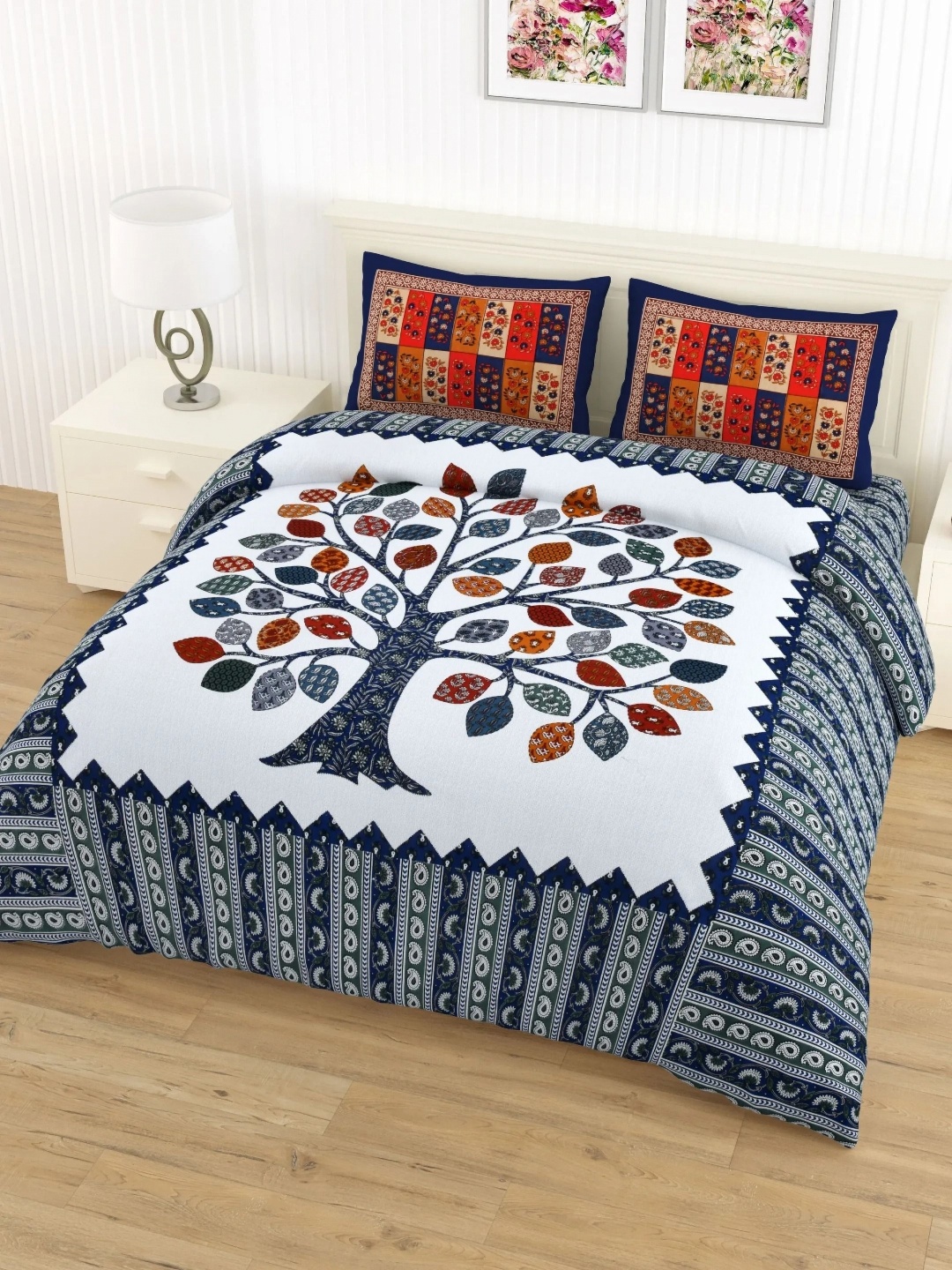 LIVING ROOTS Double Queen Size Jaipur Block Print Cotton Double Bedsheet & 2 Pillow Covers, Blue
LIVING ROOTS Double Queen Size Jaipur Block Print Cotton Double Bedsheet & 2 Pillow Covers, Blue