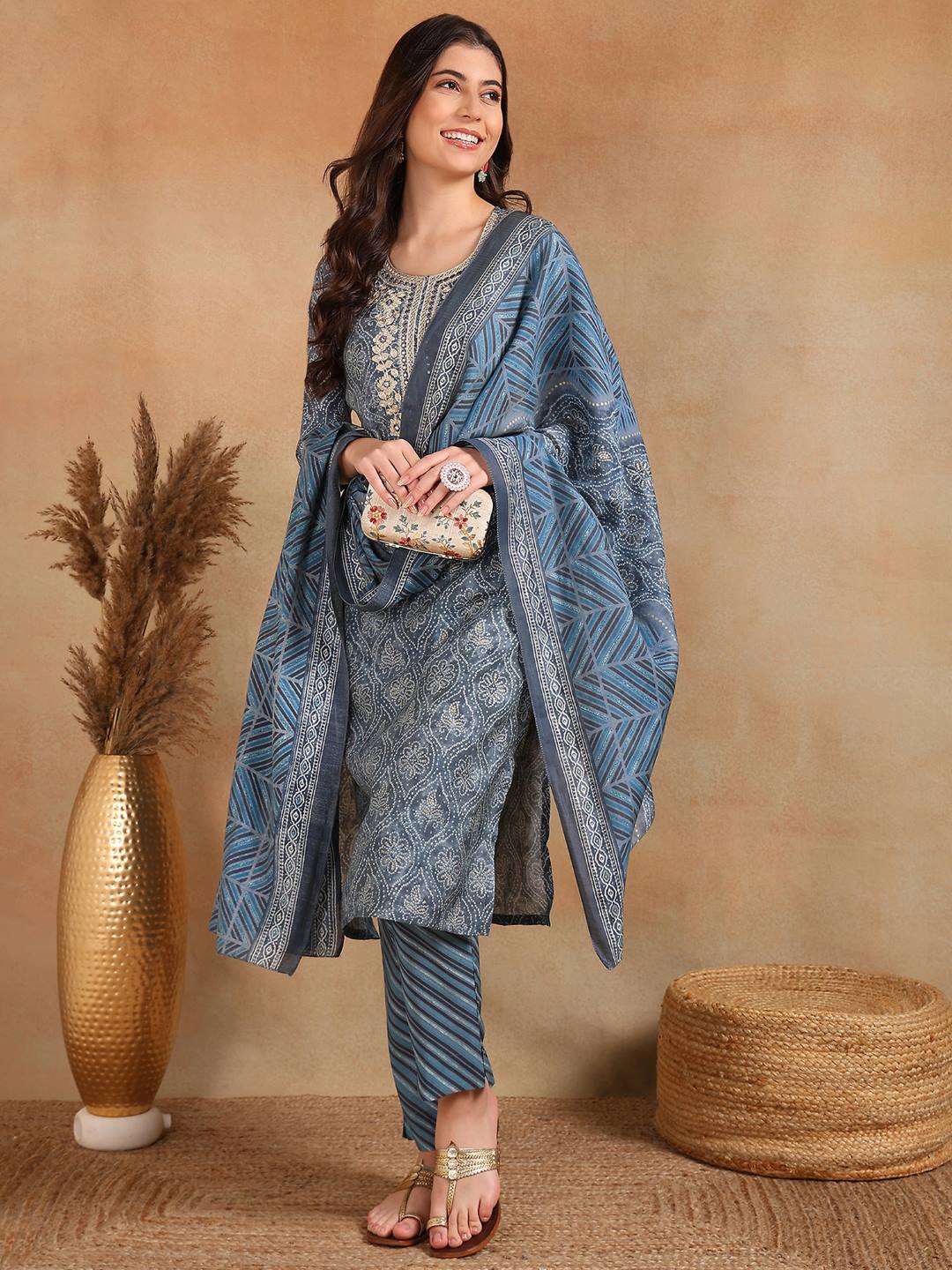 KALINI Women Ethnic Motifs Embroidered Regular Mirror Work Kurta with Trousers & Dupatta, Grey
KALINI Women Ethnic Motifs Embroidered Regular Mirror Work Kurta with Trousers & Dupatta, Grey