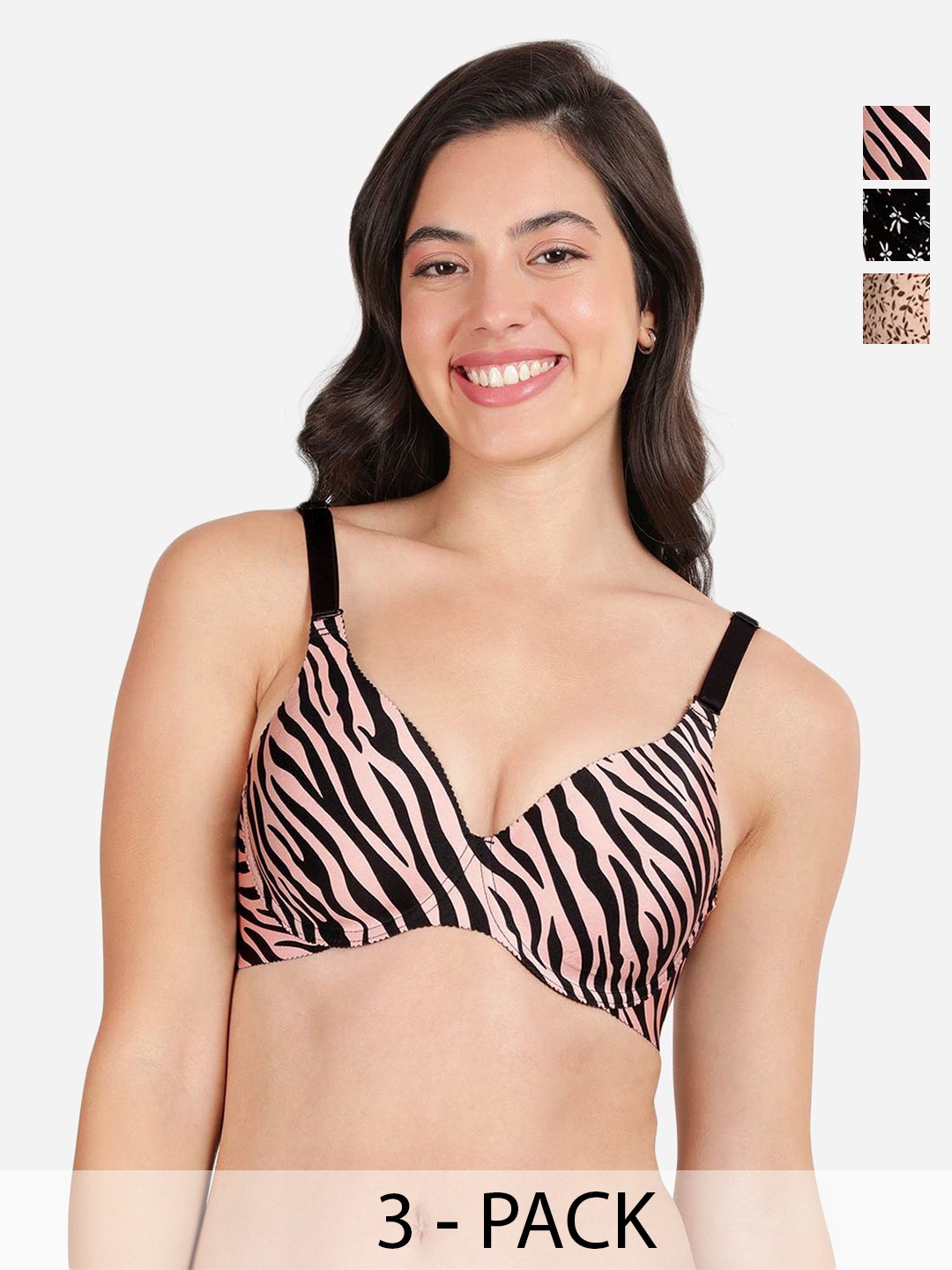 shyaway Pack of 3 Women Animal Printed Medium Coverage Underwired Lightly Padded Bra, Pink
shyaway Pack of 3 Women Animal Printed Medium Coverage Underwired Lightly Padded Bra, Pink
