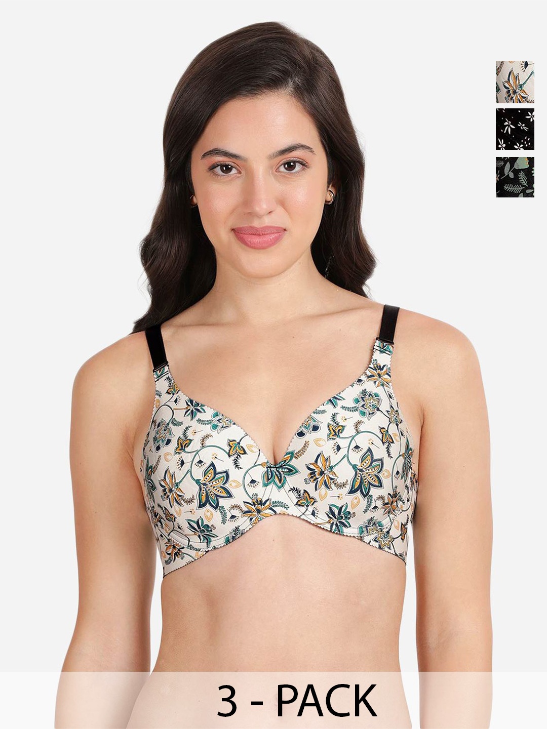 shyaway Pack of 3 Women Floral Printed Medium Coverage Underwired Lightly Padded Bra, White
shyaway Pack of 3 Women Floral Printed Medium Coverage Underwired Lightly Padded Bra, White